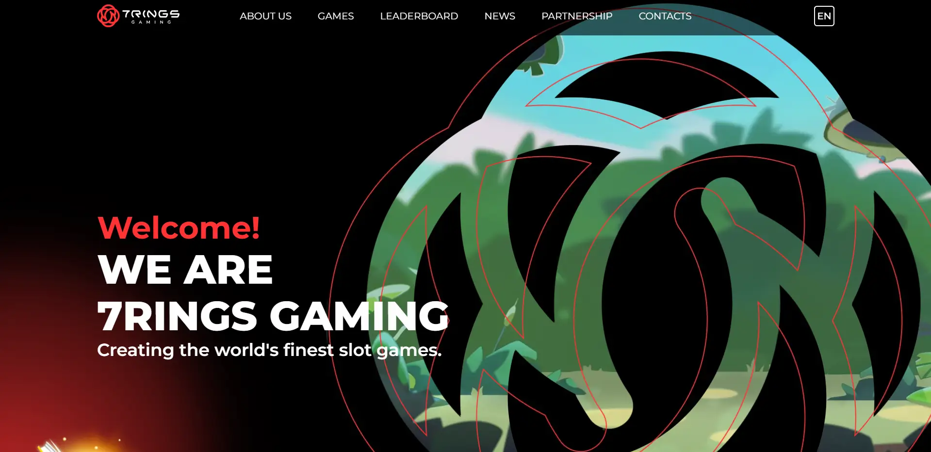 7Rings Gaming startsida med studions spel och funktioner